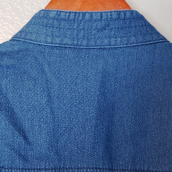 INC International Concepts  Denim Jacket Blazer Military Style Gold Button - Picture 9 of 14